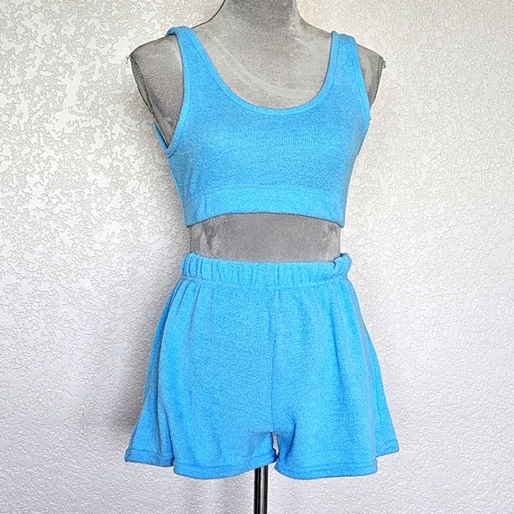 velour tank top and shorts lounging pajama set NWOT 2 pc - Picture 2 of 7